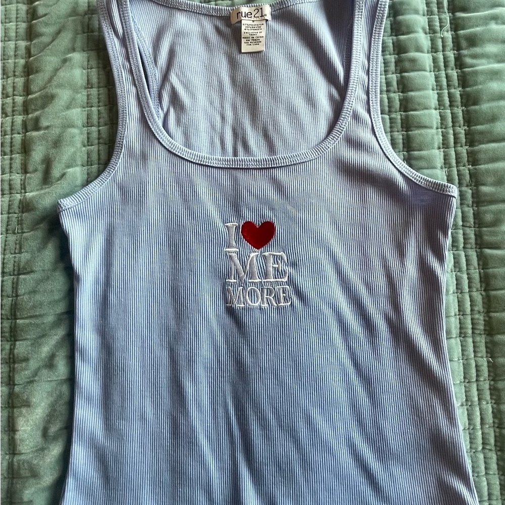 Rue21 Light Blue Tank Top with Heart Design